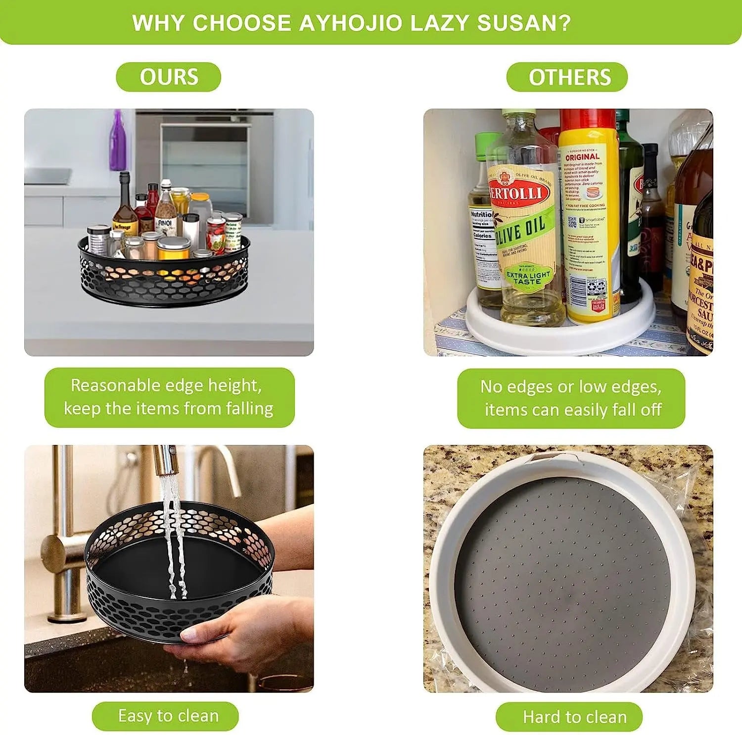 2 Pack Pantry Lazy Susan Turntable Organiser for Kitchen, Cabinet, Fridge, Vanity, Table, Spin Smoothly Metal Lazy Susan Organizer Storage Rack for Spices Vitamin Skin&Hair Care Products